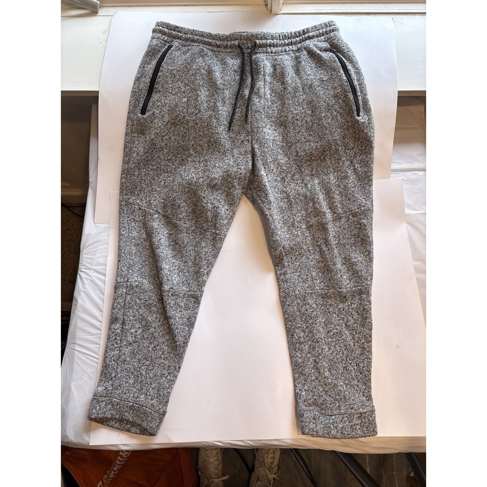 Men's BKC Jogger Grey Knit, Drawstring, Zipper Pockets, Sweatpants XL